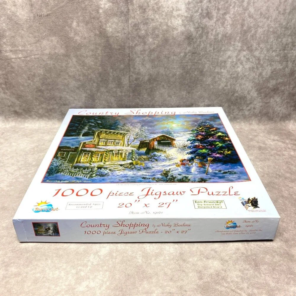 Country Shopping 1000 Piece Jigsaw Puzzle By Nicky Boehme SunsOut Complete